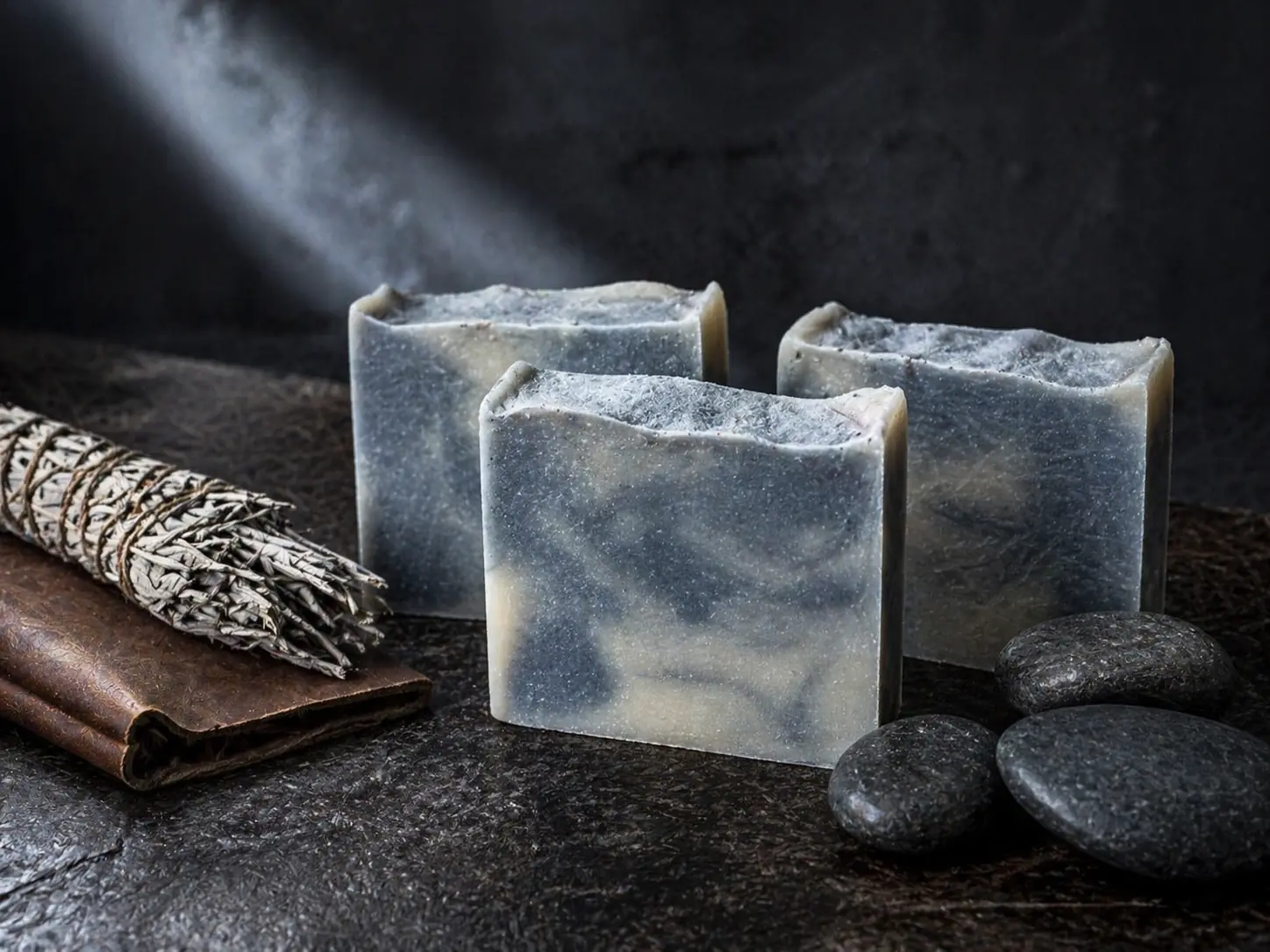 Mawmaw's Cool Steel slate blue masculine cold process handmade soap